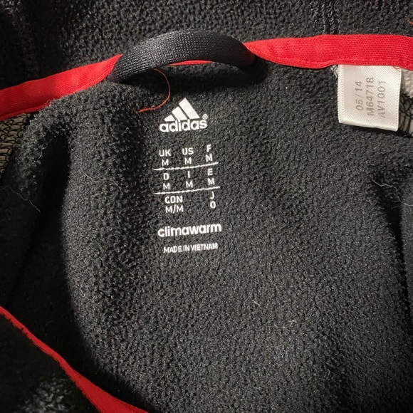 Adidas Men’s Grey with Red Trim Climawarm Track Sweater Medium - Picture 3 of 3